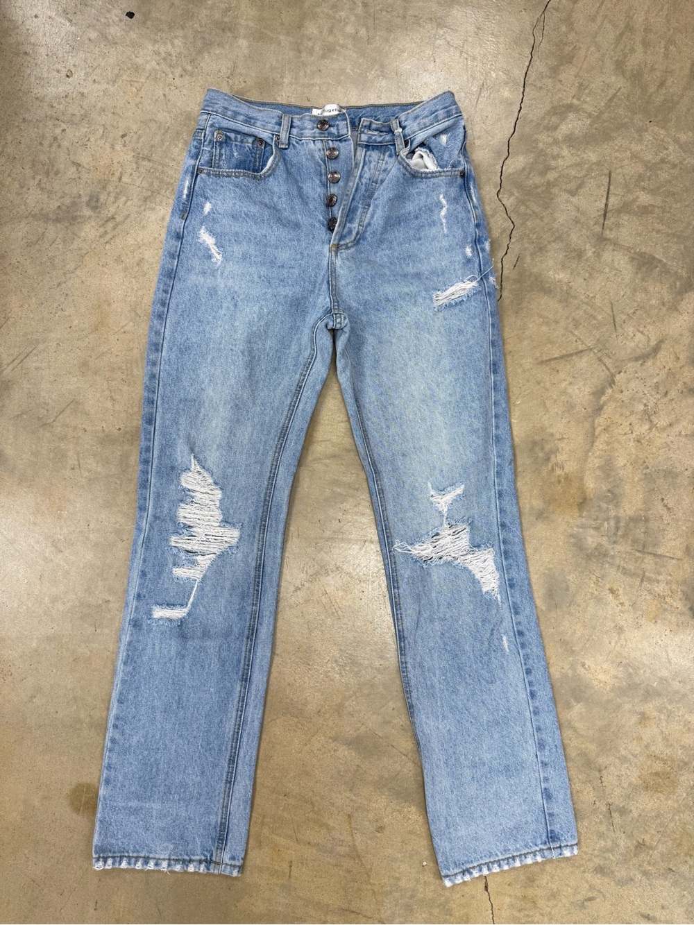 Together Light Blue Distressed Straight Leg Jeans